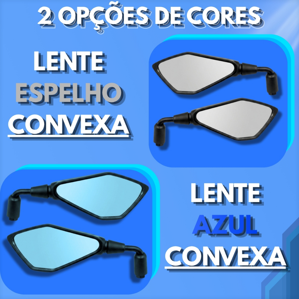 Retrovisor Kawasaki Z400 Rosca Honda 90º Rebaixado Lente Azul Convexa Haste Curta e Fixa — imagem 2 de 2