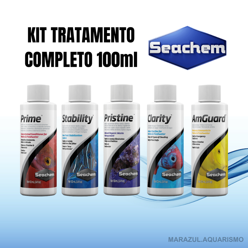 Prime Stability Pristine Clarity AmGuard 100ml - Kit Tratamento Completo Premium Seachem