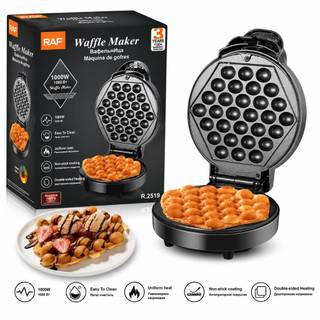 Máquina de Waffle Bubble RAF 1000W Antiaderente Profissional Waffle Hong Kong 220V