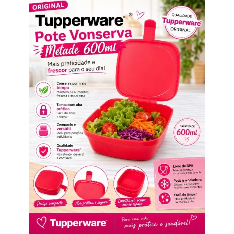 Pote Porta Conserva Metade Original da Tupperware