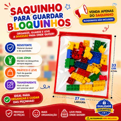 Kit 5/10 Saquinho Organizador Envelope De Brinquedo Quebra Cabeça Lego C/Zíper