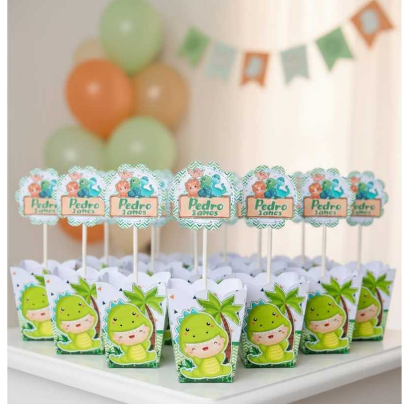 Centro de mesa cachepô personalizado| Dino Baby dinossauros | decoração festa mesa de convidados| lembrancinhas