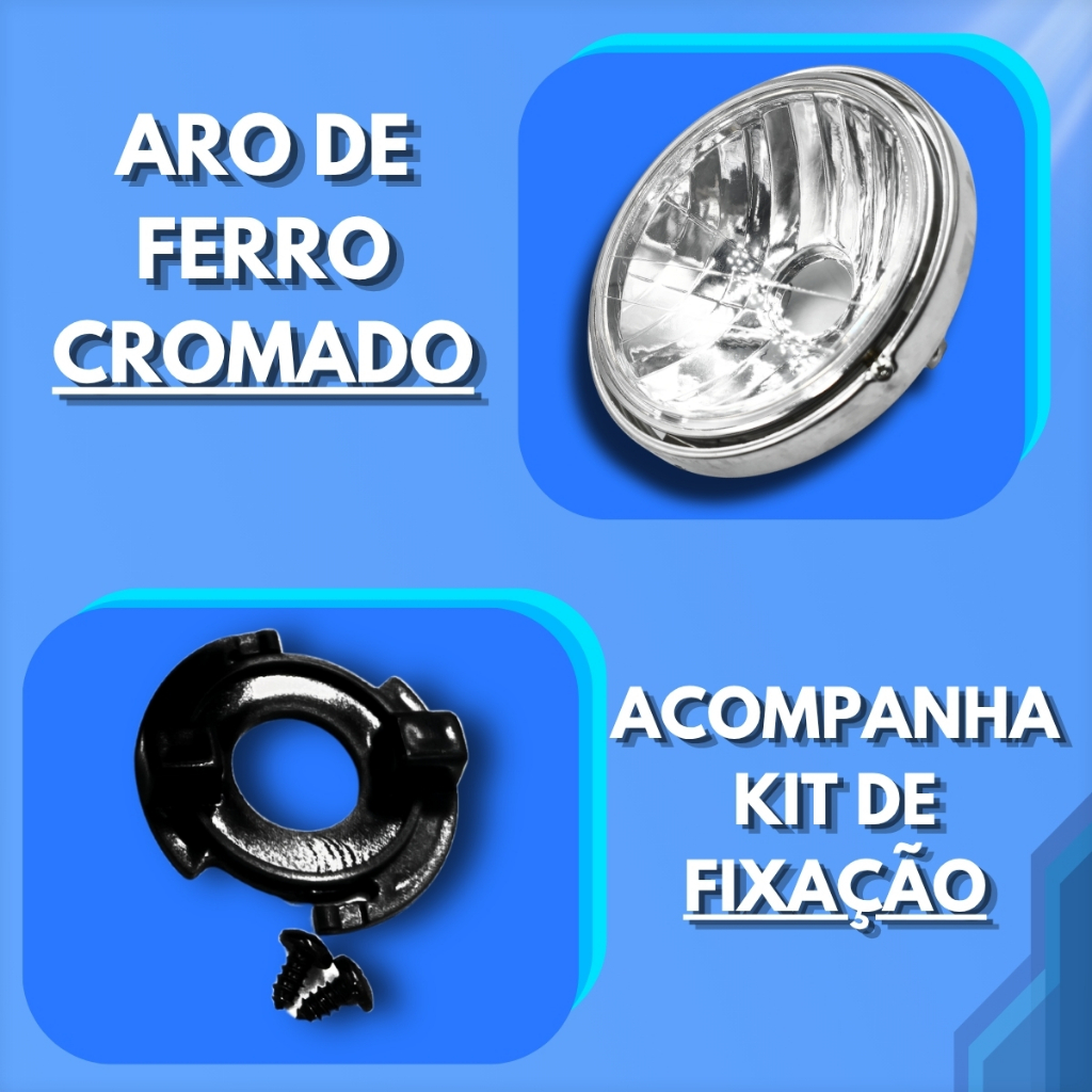 Farol Cromado Completo Yamaha YBR 125 2000 A 2008 Factor 125 2009 A 2016 Fazer 250 Adaptavel — imagem 2 de 2