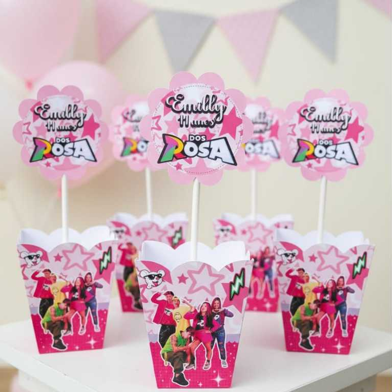 Centro de mesa cachepô personalizado| CLUBE DOS ROSA | decoração festa mesa de convidados | lembrancinha| Pegue e monte