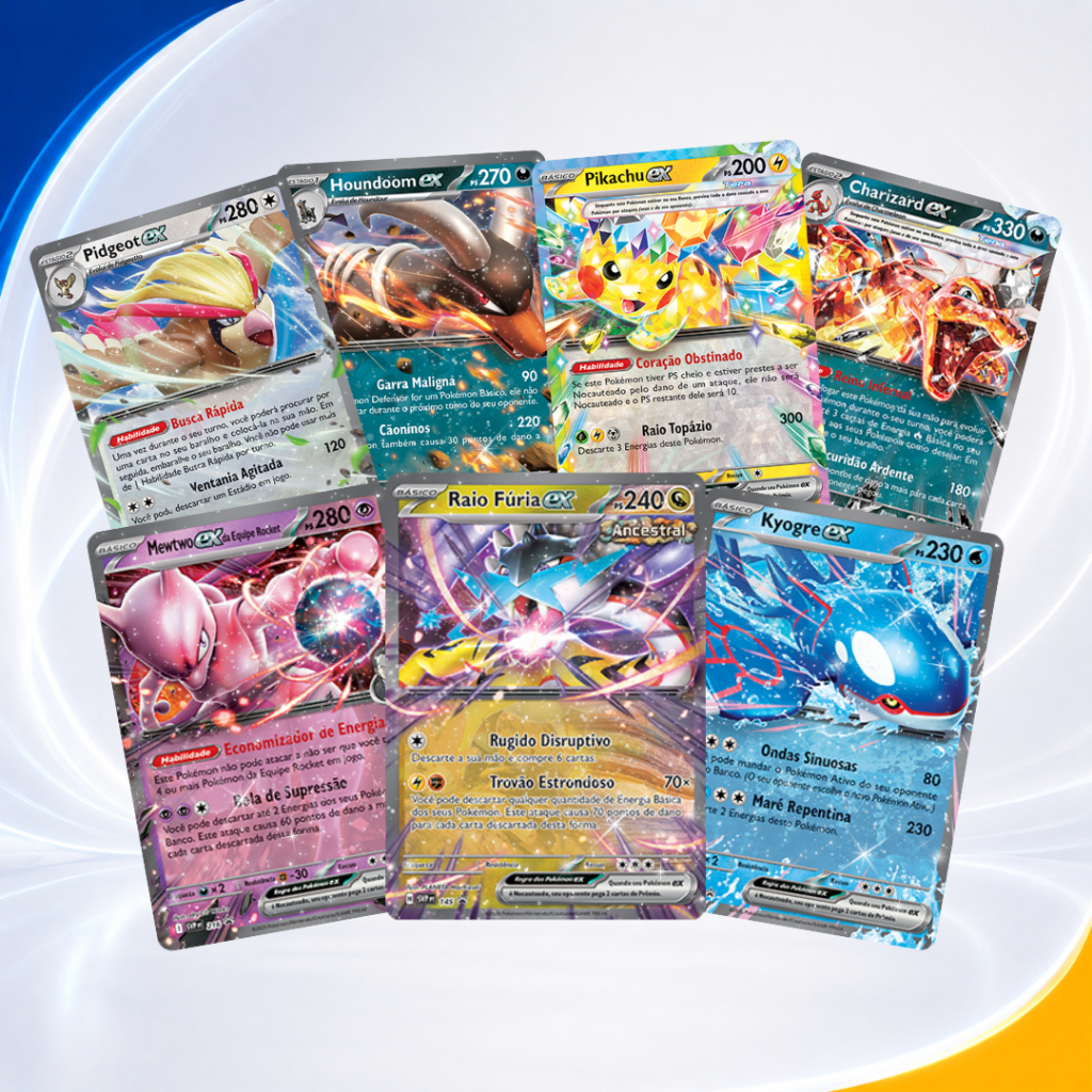 Kit até 100 Cartas Pokémon com Ultra Rara e 10 Brilhantes Garantidas Originais Copag