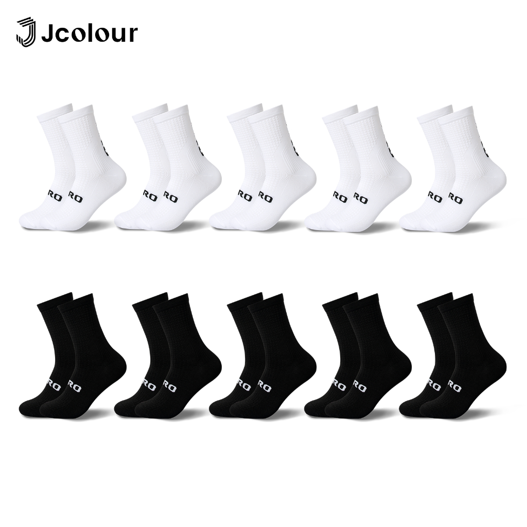 Jcolour Kit 10 Pares Meias Esportivas Unissex Respiráveis Meia de Treino Academia Futebol Basquete