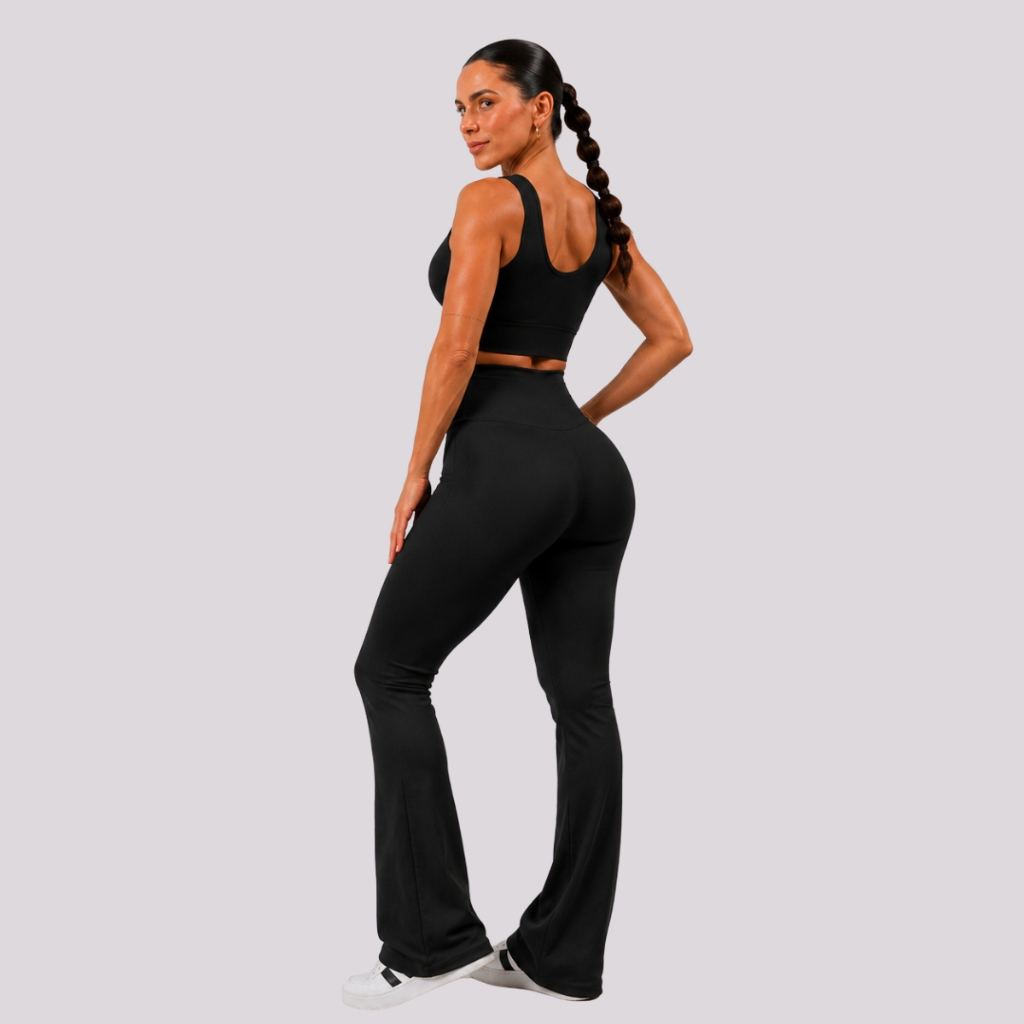 Calça Leg + Top Zero Transparência Fitness Legging Feminino Cintura Alta Academia Treino Conjunto Fit