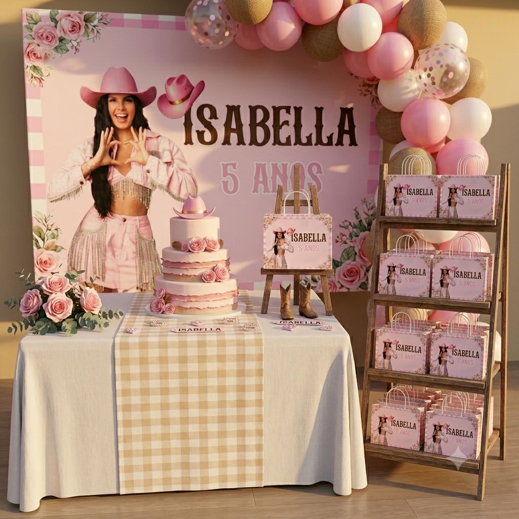 Kit Sacolinhas Personalizadas Tema Boiadeira Menina para Lembrancinhas Festa Infantil ( kits com 10,15,20,30 unidades )