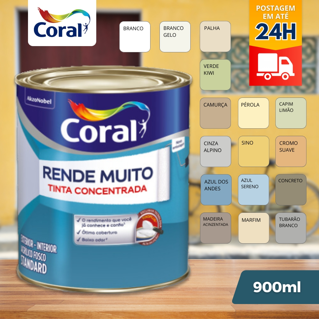 Tinta Acrílica Coral Rende Muito Fosco 800ml Branco / Gelo Tinta De Parede para