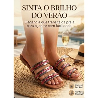 Sandália feminina blogueira rasteirinha feminina com palmilha macia-Lançamento