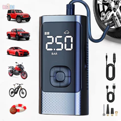 Inflador de Pneu Sem Fio Portátil Compressor Elétrico com Medidor de Pressão Digital - M6