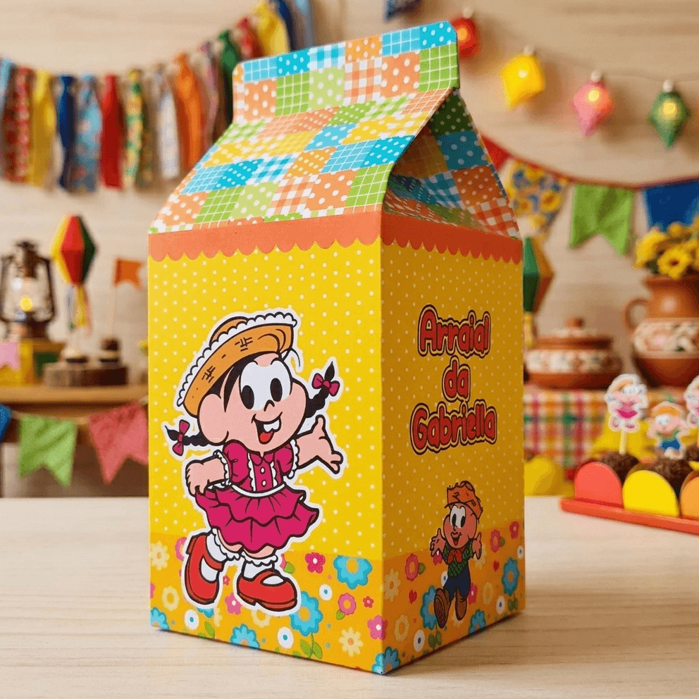 ENVIO RÁPIDO - Caixinhas Milk Personalizada Festa Junina da Mônica - Lembrancinha Aniversário Festa