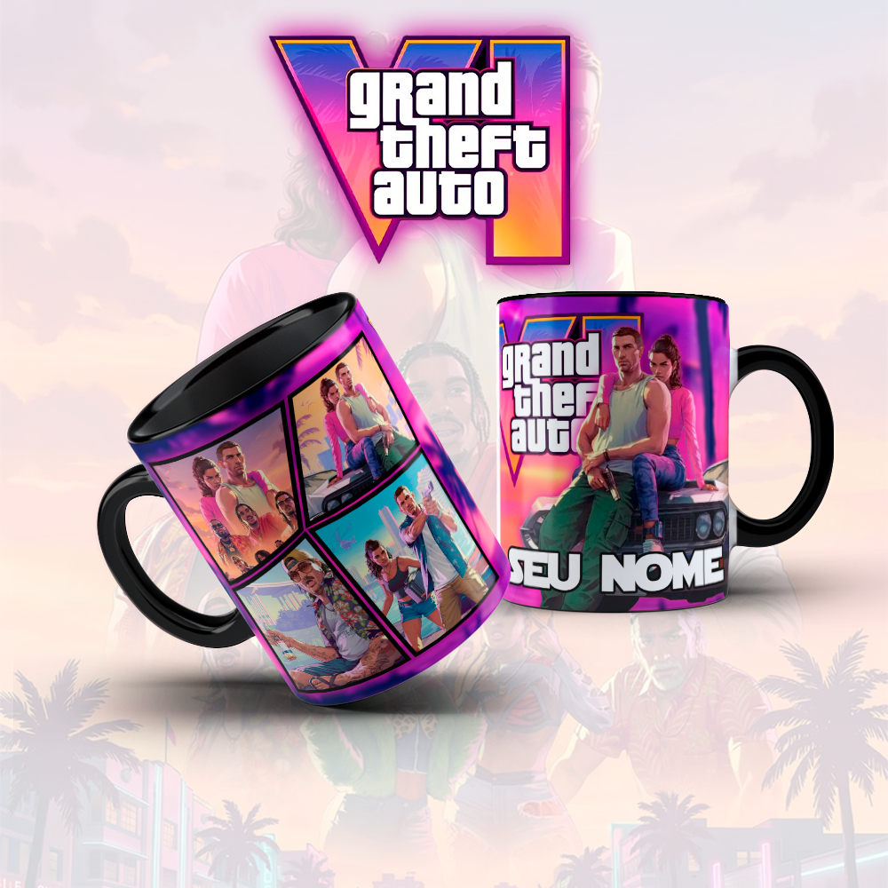 Caneca | Xícara GTA 325ml | Cerâmica Premium | Gamer | Presente para Fãs de Grand Theft Auto