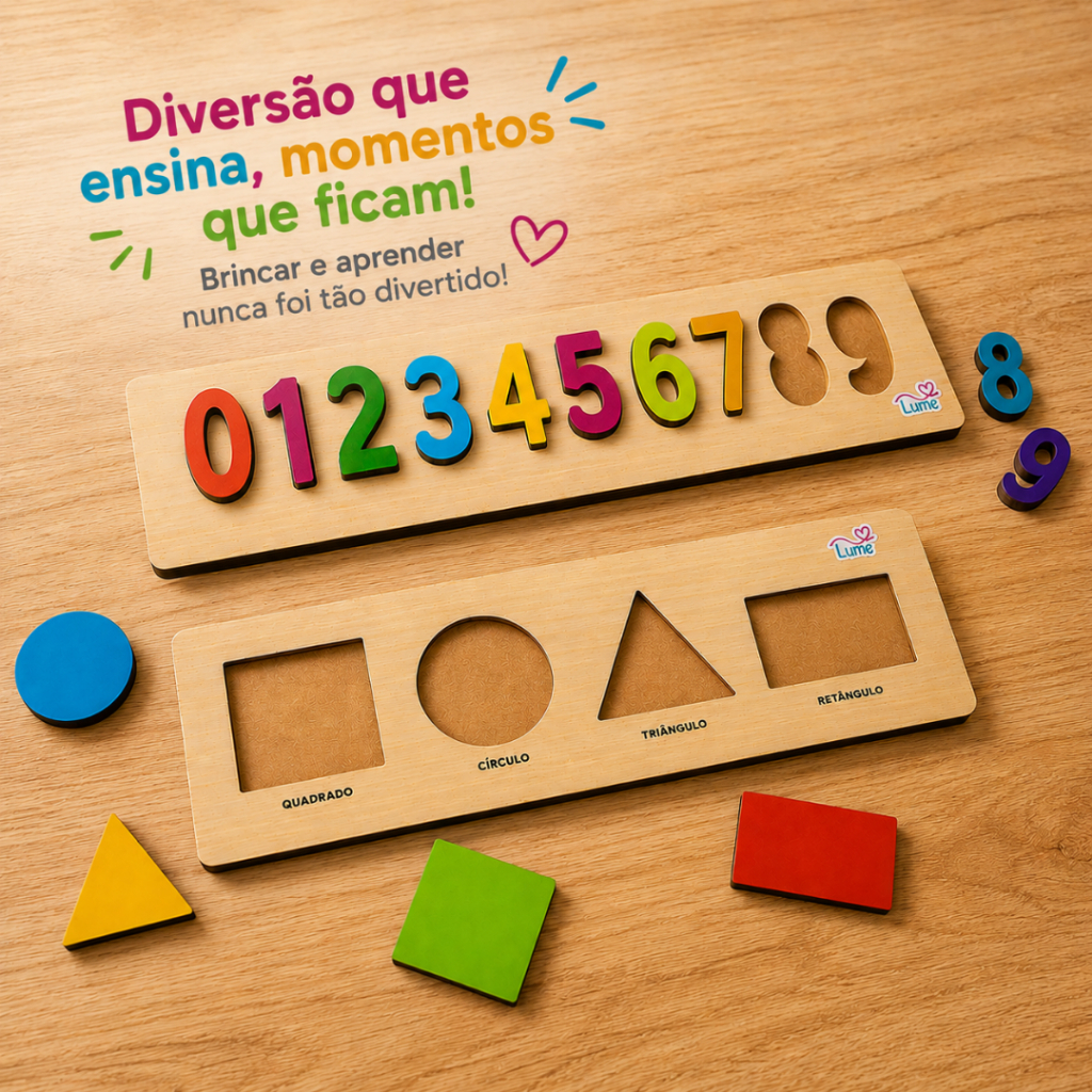 Brinquedo de Encaixe Números Formas Geométricas Para Aprendizagem Infantil