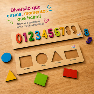 Brinquedo de Encaixe Números Formas Geométricas Para Aprendizagem Infantil