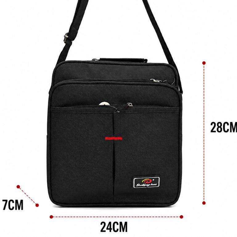 Bolsa Transversal Masculina Impermeável Multi Compartimentos com Zíper para Trabalho Viagem Celular Carteira e Documento