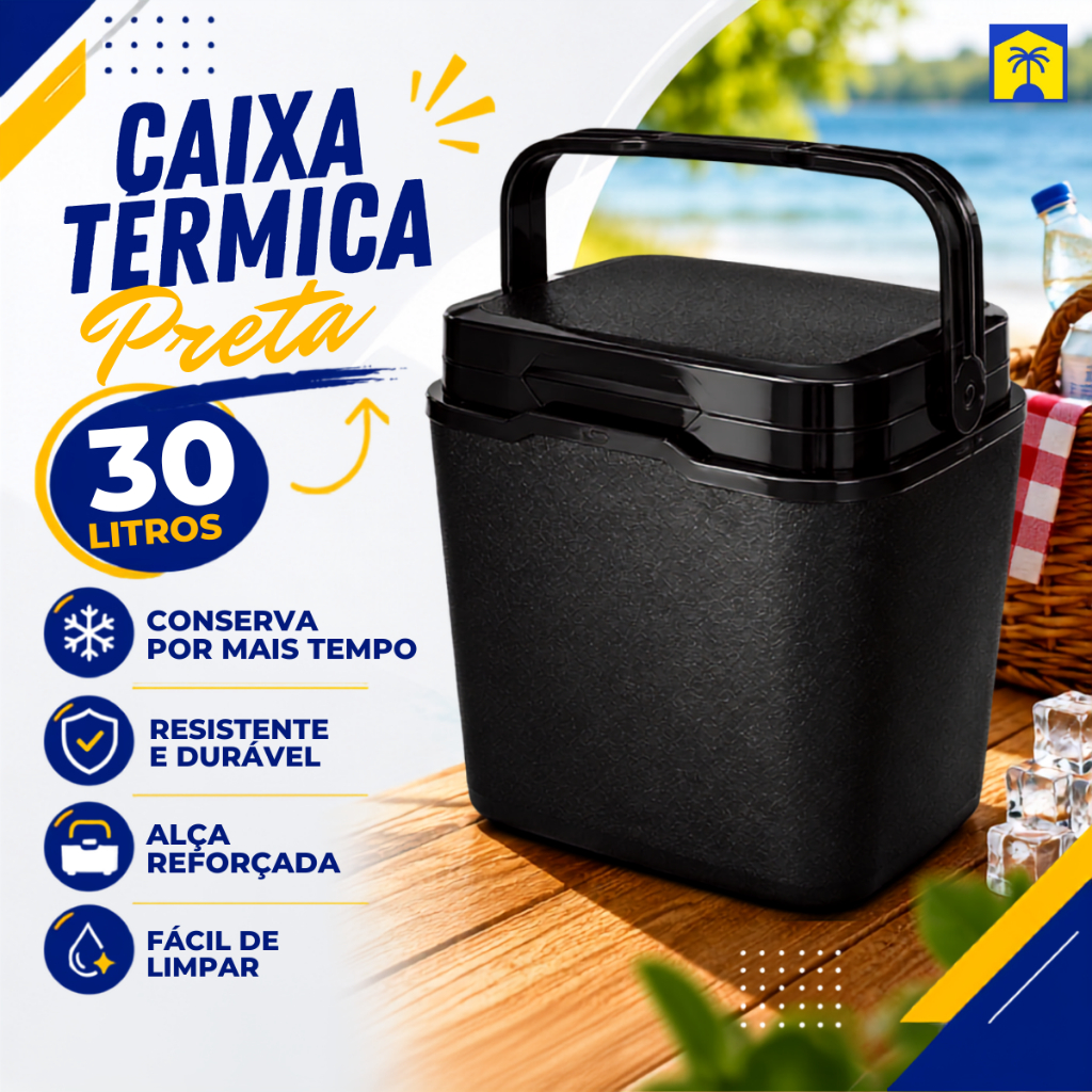Caixa Termica Cooler 30 Litros Medio Porta Bebidas Praia 45 Latas