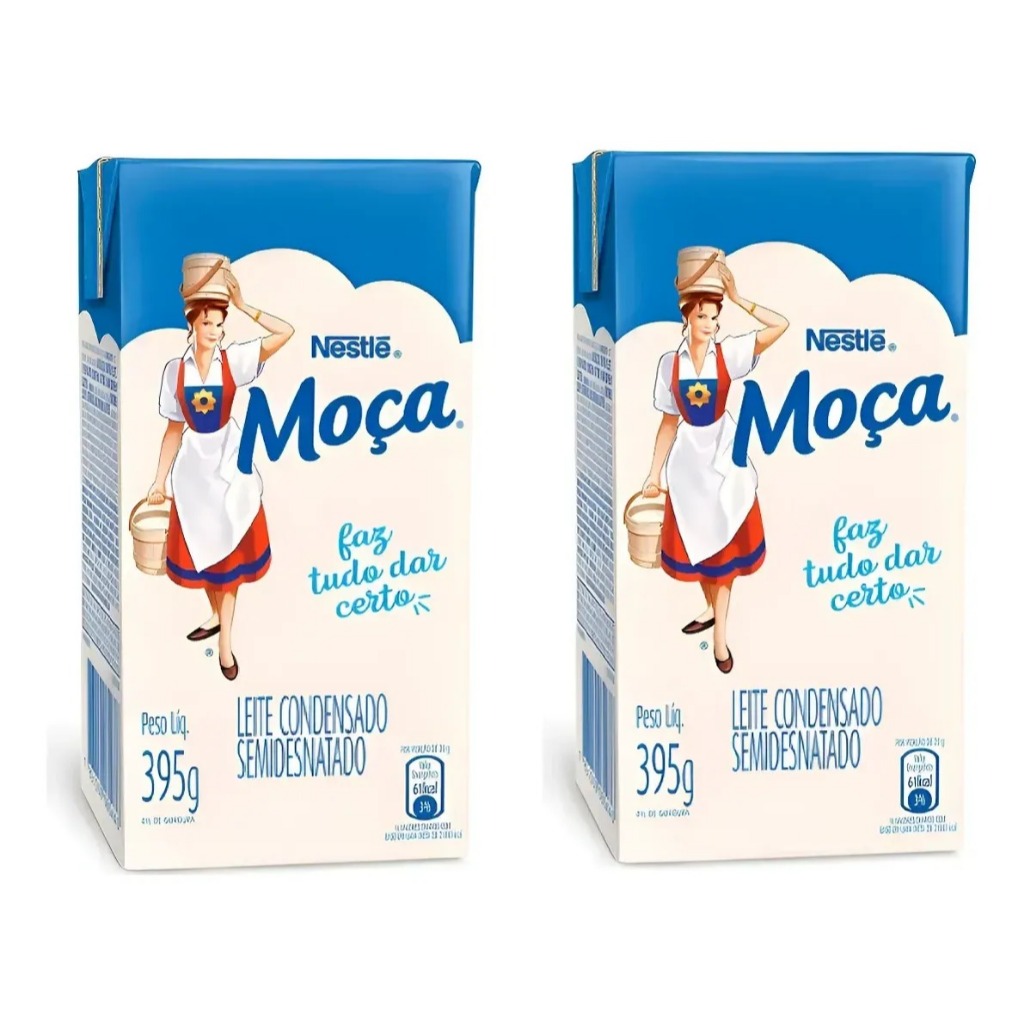Kit 02 Leite Condensado Moça Semi-desnatado Nestlé 395g