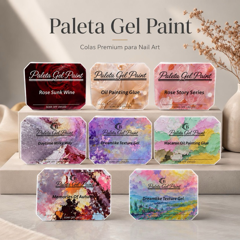 Paleta Bella Rosa Gel Paint Artístico Efeito Relevo Profissional para Nail Art Design Premium
