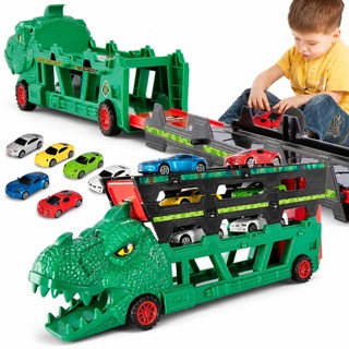 Carrinho Caminhão Carreta Cegonha Leva Carros Dinossauro Com Carrinhos Com Pista Infantil…