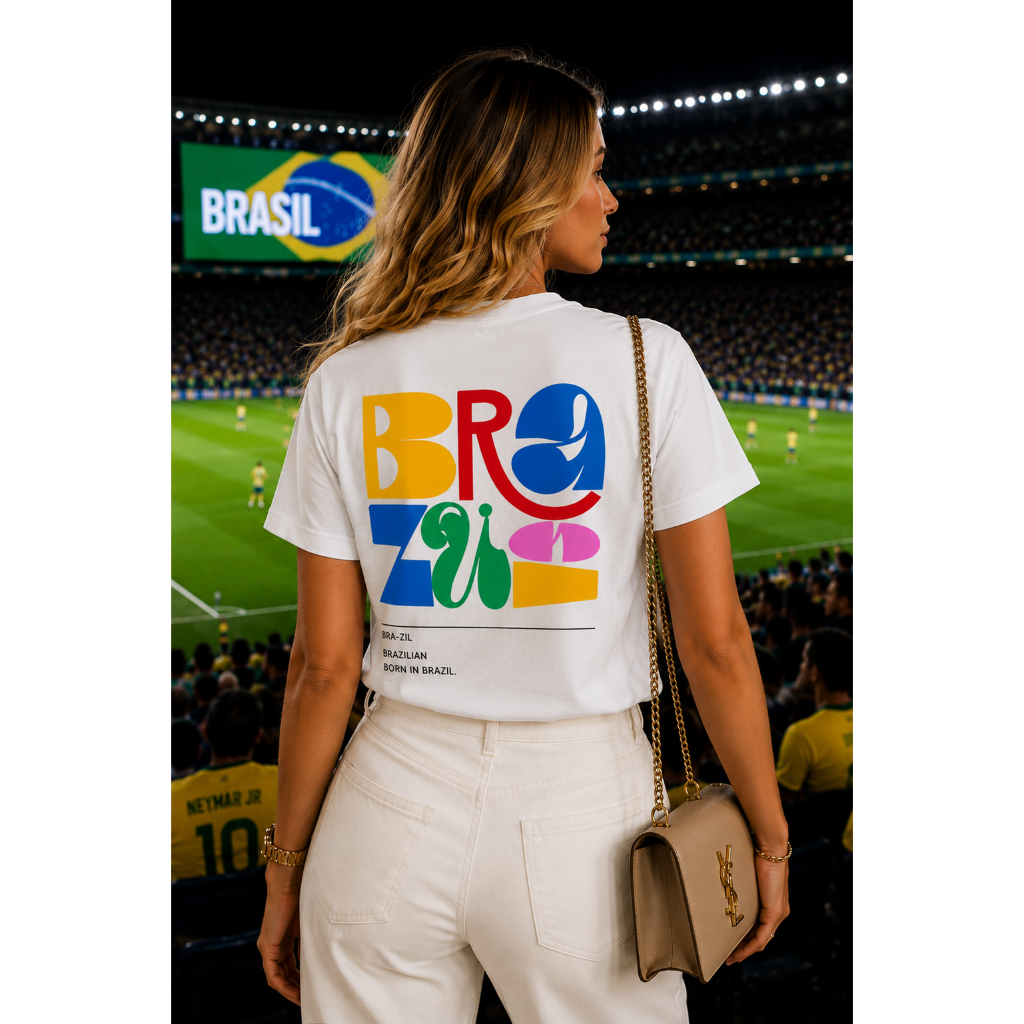 Camiseta Unissex T-Shirt Brazuca Jogo Brasil Camisa Copa Do Mundo Futebol Algodão