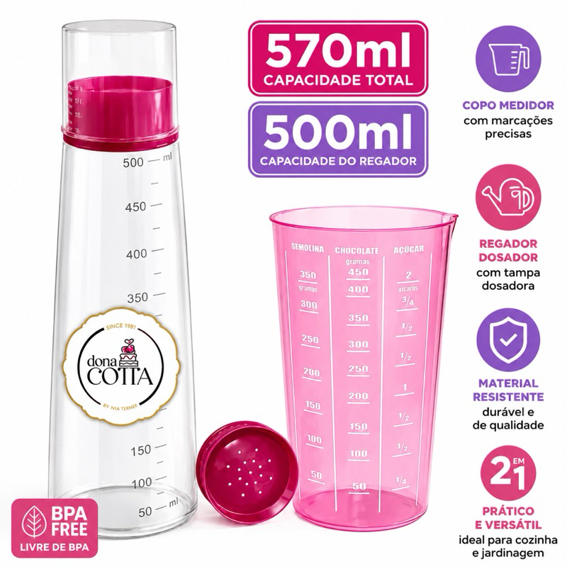Regador de Bolo Chuveirinho + Copo Regador 570 ml