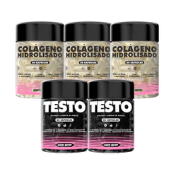 Kit 3x Colágeno Hidrolisado 180 Cáps + 2x Testo Feminy 120 Cáps | Cuidado Com o Corpo - Body Nutry