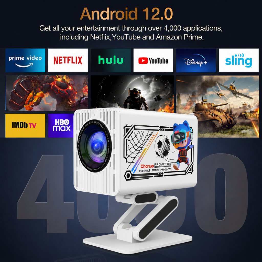 A1 Projetor Inteligente 4K WiFi 6 LED Portátil Home Theater HDMI USB