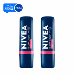 KIT NIVEA Hidratante Labial Hidra Color 2 em 1 Rosa Pink 4,8g - 2 Unidades