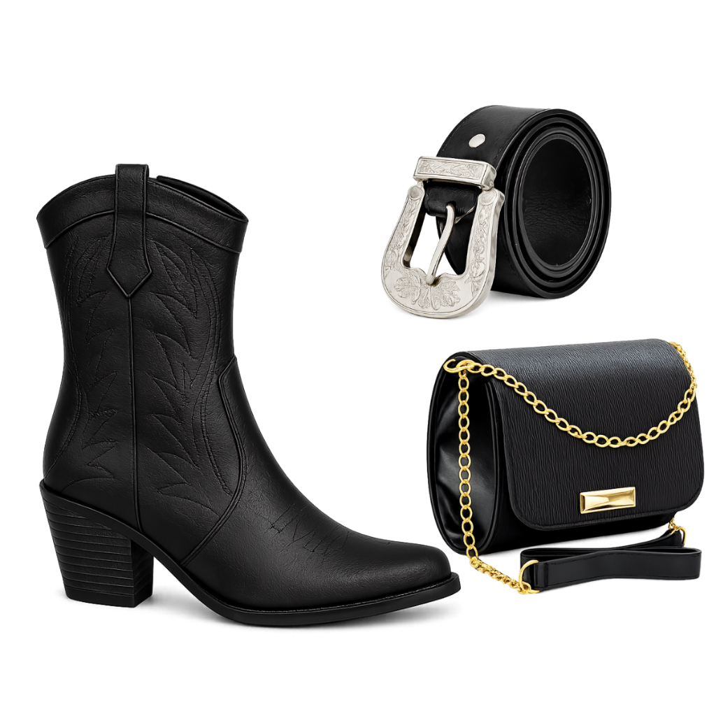 Bota Western Feminina + Bolsa E Cinto Kit Rodeio