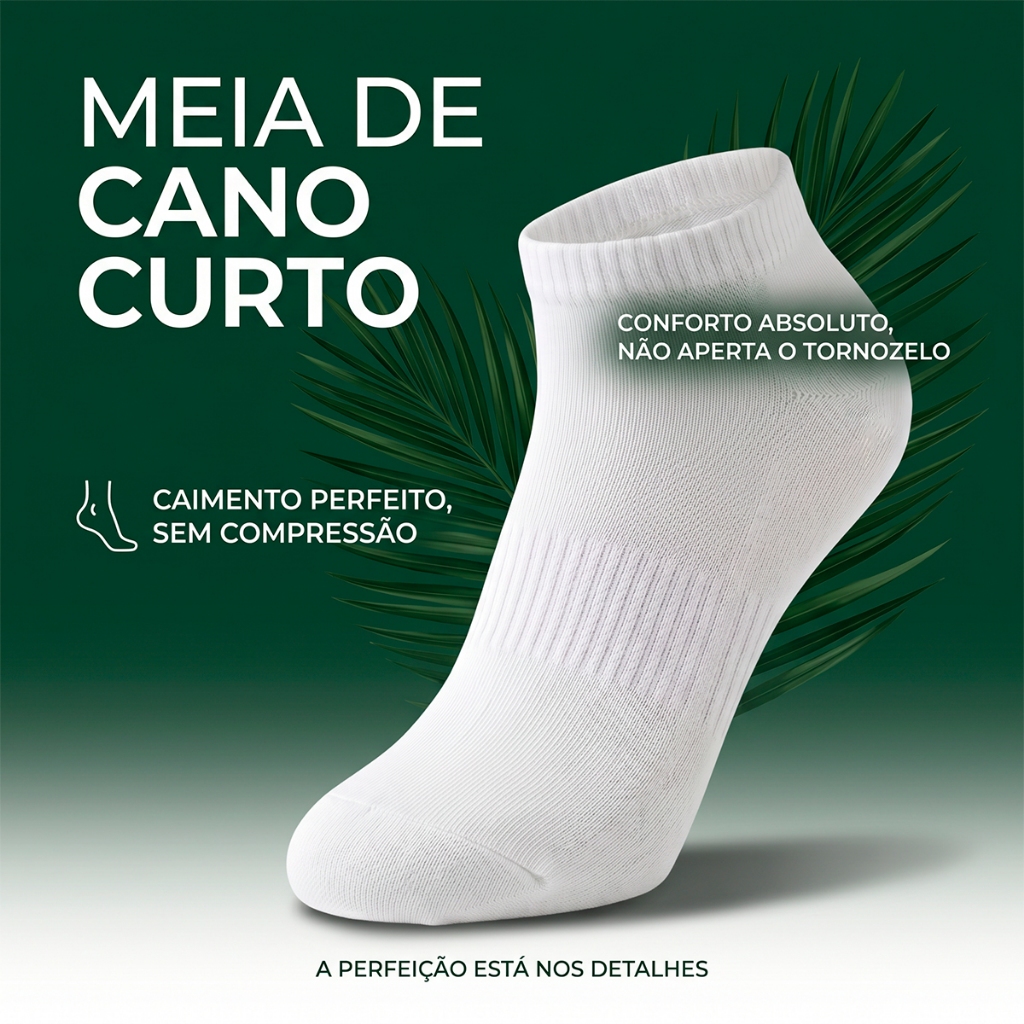 Kit 12 Pares Meias Algodão Soquete Cano Baixo Curto Unissex Masculina Feminina Confortável — imagem 2 de 2