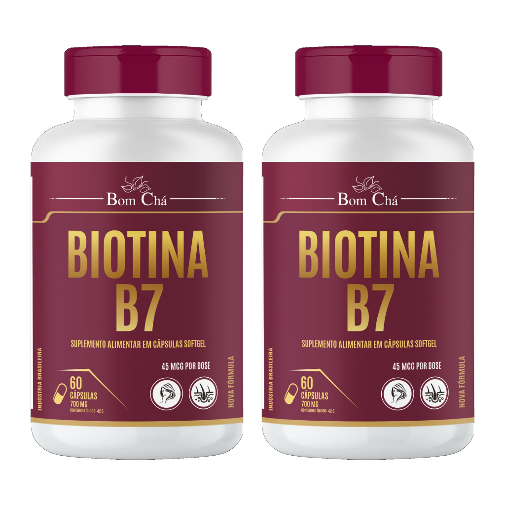 Biotina Super Concentrada - Kit 2 Potes 60 Cápsulas Em Óleo 150% V.D. (Valores diários) saúde cabelos, pele e unha