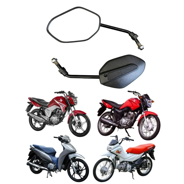 Par Retrovisor Mini (pequeno) Honda CG 150 160 Titan Fan Start 2014 Preto