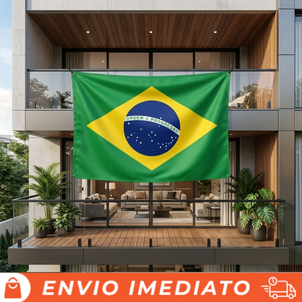 Bandeira do Brasil Grande 160x105cm Poliéster Patriota Dupla Face Sublimação Alta Definição Torcida
