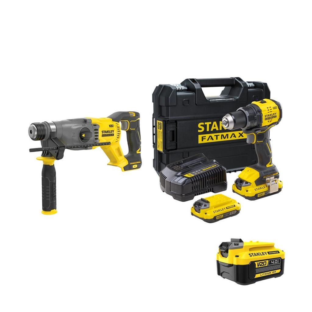 Parafusadeira e Furadeira de Impacto + Martelete Perfurador STANLEY SBD716900D2TB Ganhe Bateria 20V