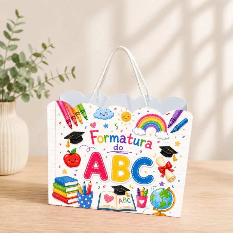 Sacolinha Personalizada Formatura ABC Pegue e Monte Lembrancinha Aniversário Infantil Mimos Festa