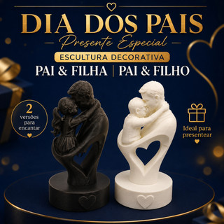 Escultura Decorativa Pai e Filho / Pai e Filha Presente Dia dos Pais Amor Família Impressão 3D
