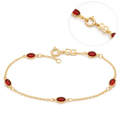 Pulseira Rommanel Fio Elo Portugues Cristais Vermelho 551614