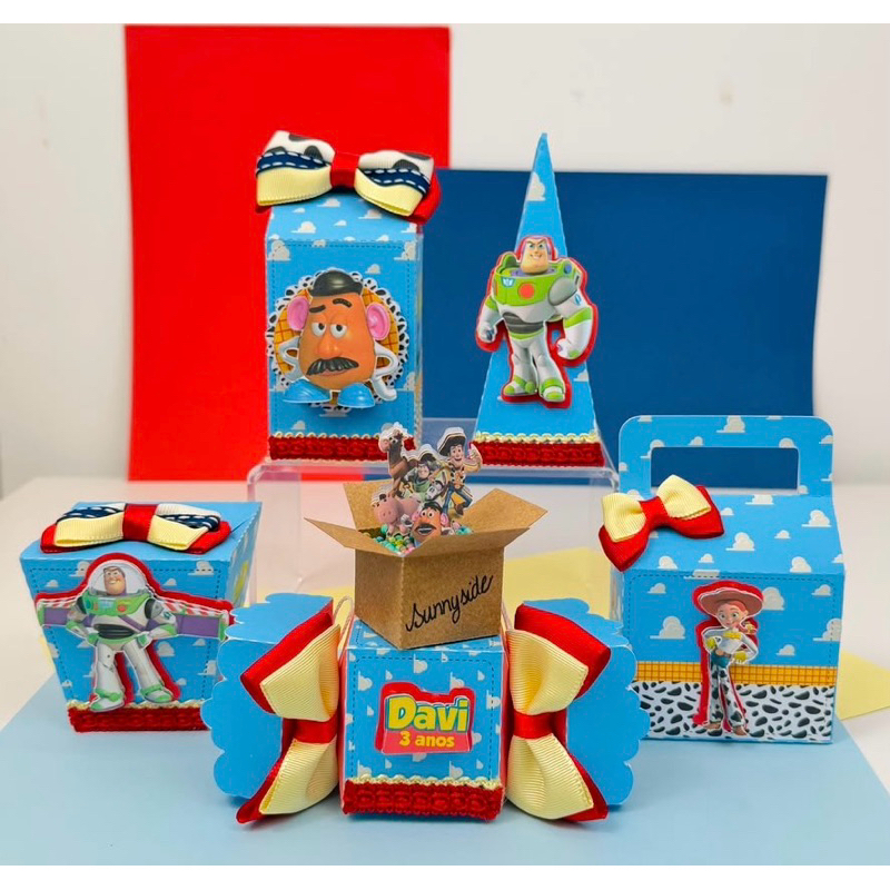 caixinha personalizada toy story/ azul/ festa infantil /aniversario/chá de bebê/ che revelação