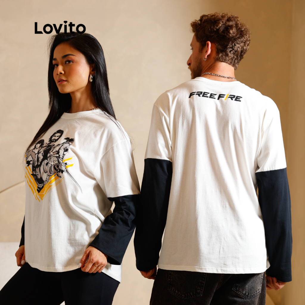 Lovito x Free Fire Camiseta Unissex Manga Longa Casual Estampada TSB1002BRL1032