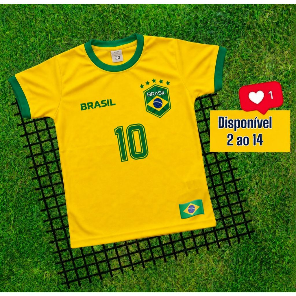 Camisa Infantil Brasil para jogar e ver futebol Juvenil lançamento