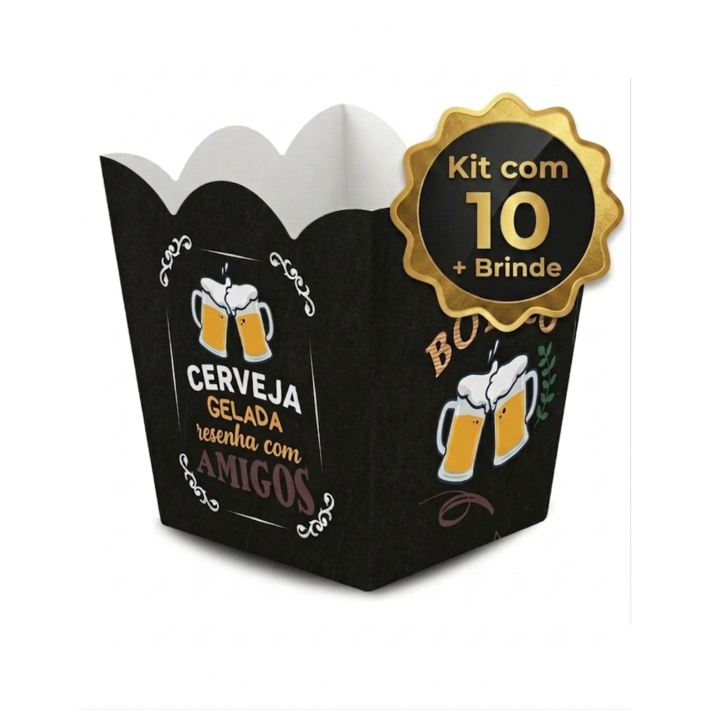 Kit 10 Cachepô Decoração Festa Boteco Preto Cachepot