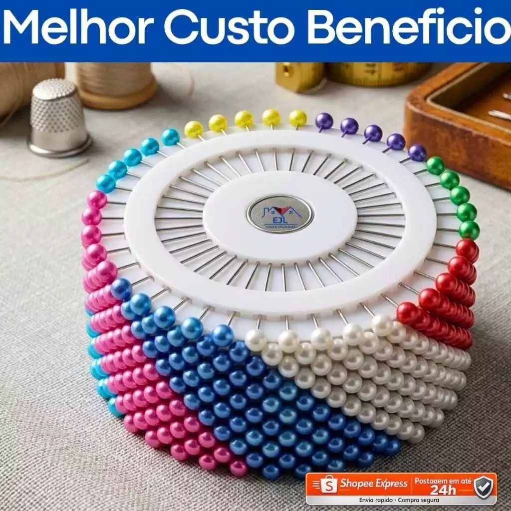Kit 480 Alfinetes Coloridos 35mm Cabeça Bola Para Costura Patchwork Artesanato Modelagem
