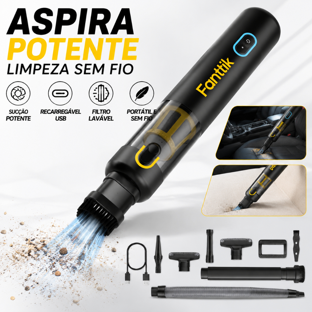 Aspirador de Pó Portátil 12000Pa 30W Sem Fio USB Recarregável Alta Sucção Carro Casa