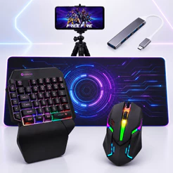 Kit Gamer Mobilador Completo Hub Tipo C Teclado Mouse 1600 DPI Mousepad 30x90cm Suporte Tripé