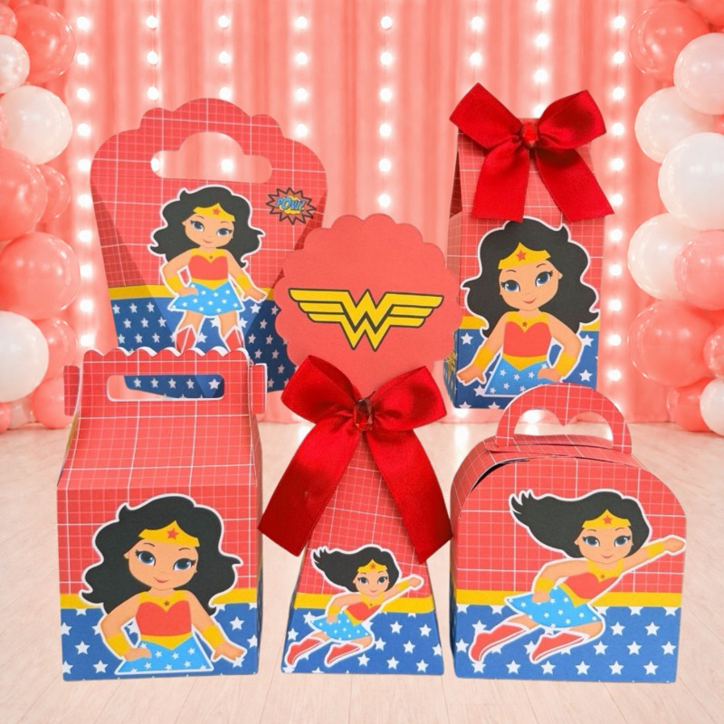 Kit Festa Mulher Maravilha Cute Caixinhas para festa infantis lembrancinhas de aniversario mimos decoração personalizado