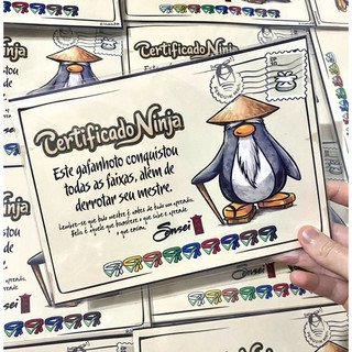 Plaquinha decorativa Certificado Ninja - Sensei Club Penguin com dupla face