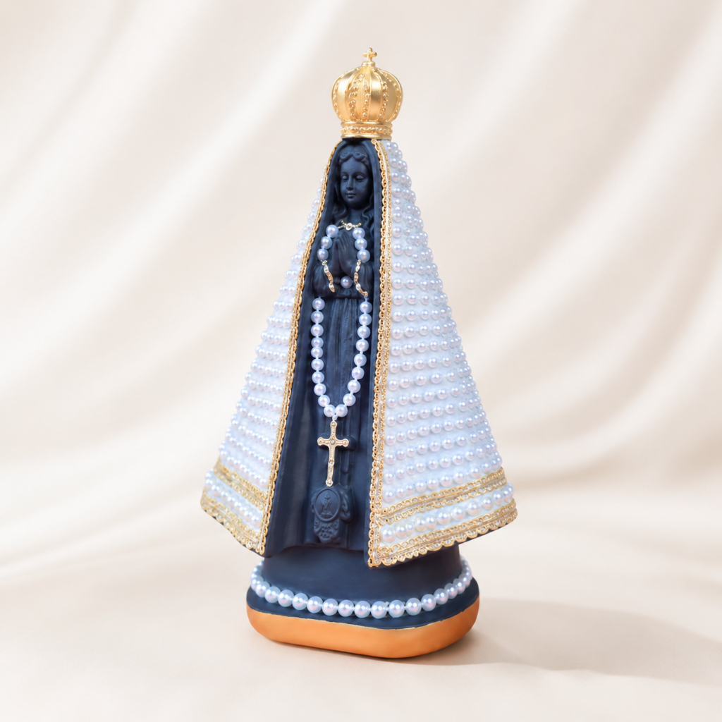 Imagem Nossa Senhora Aparecida Pérola Branca 27cm Strass