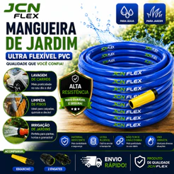 Mangueira Jardim Reforçada Flexível Azul | 7 a 50 Metros | Com Conectores Brinde | Envio Imediato