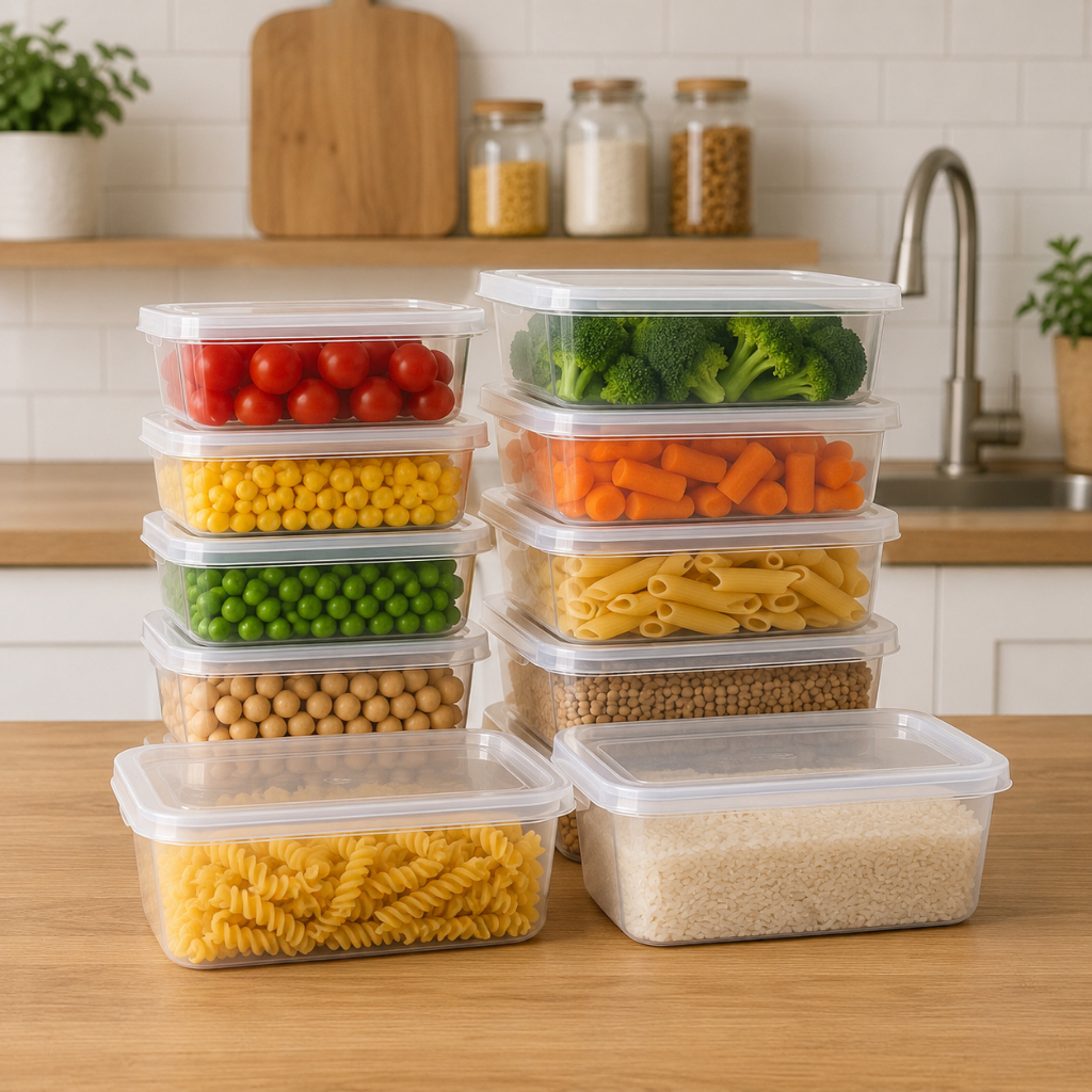 Kit 10 Potes Porta Mantimentos Organizador de Cozinha Plástico BPA Free Transparente